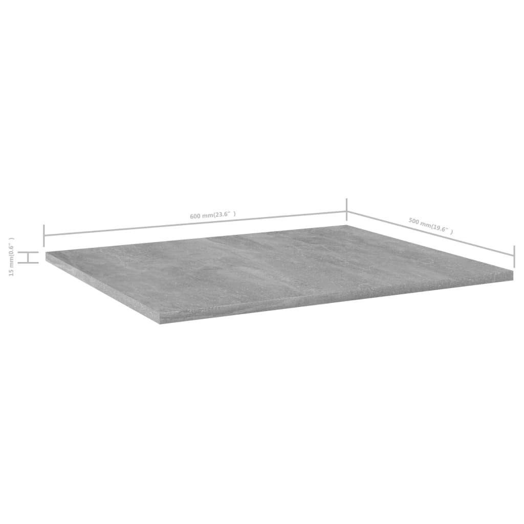 Police za knjige 4 kom siva boja betona 60 x 50 x 1,5 cm drvene