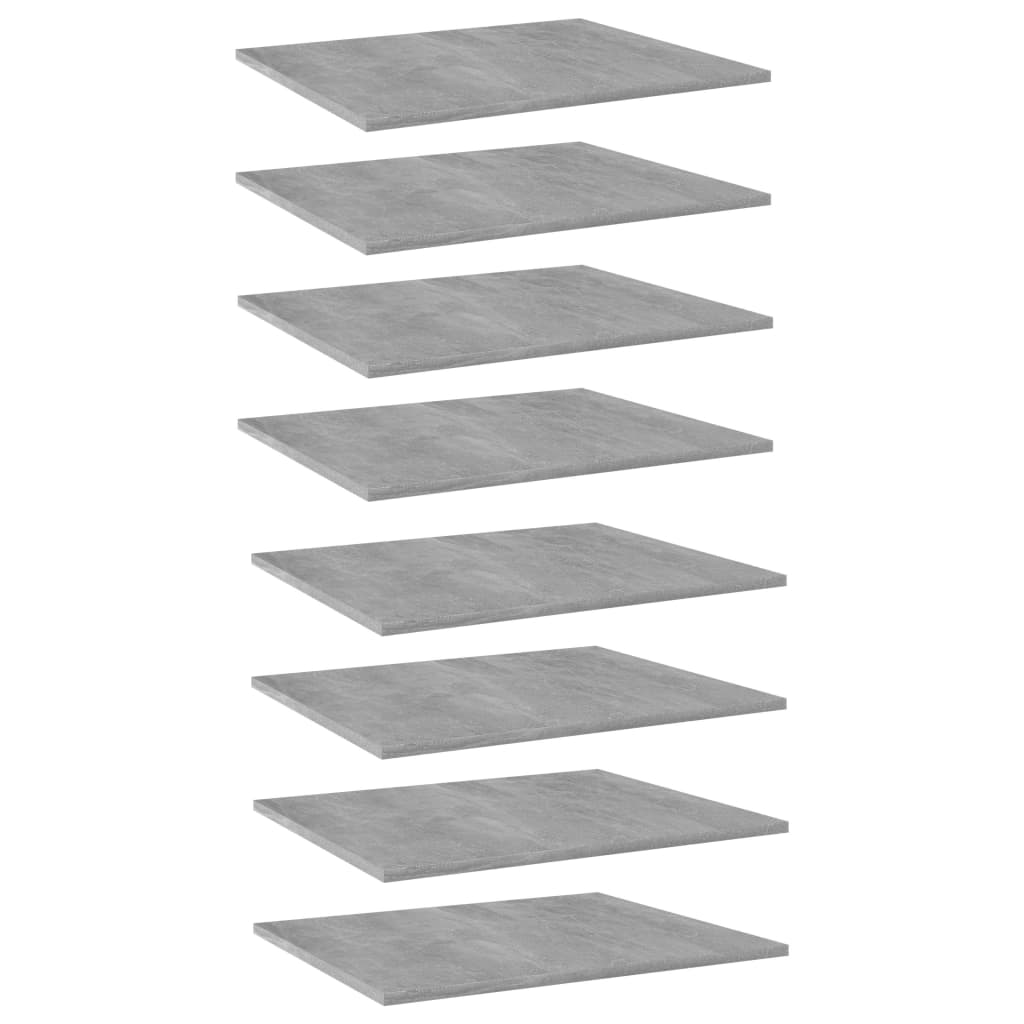Police za knjige 8 kom siva boja betona 60x50x1,5 cm od iverice