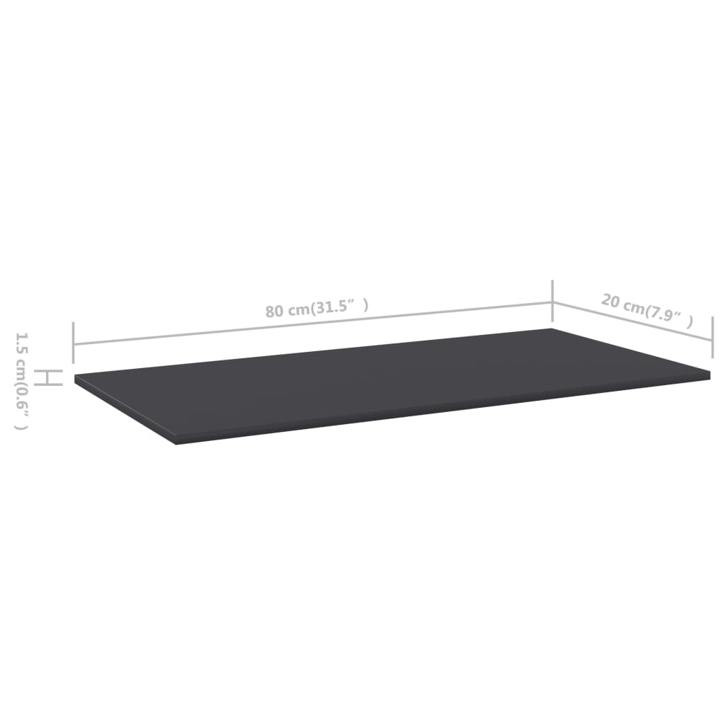 Police za knjige 8 kom sive 80 x 20 x 1,5 cm od iverice