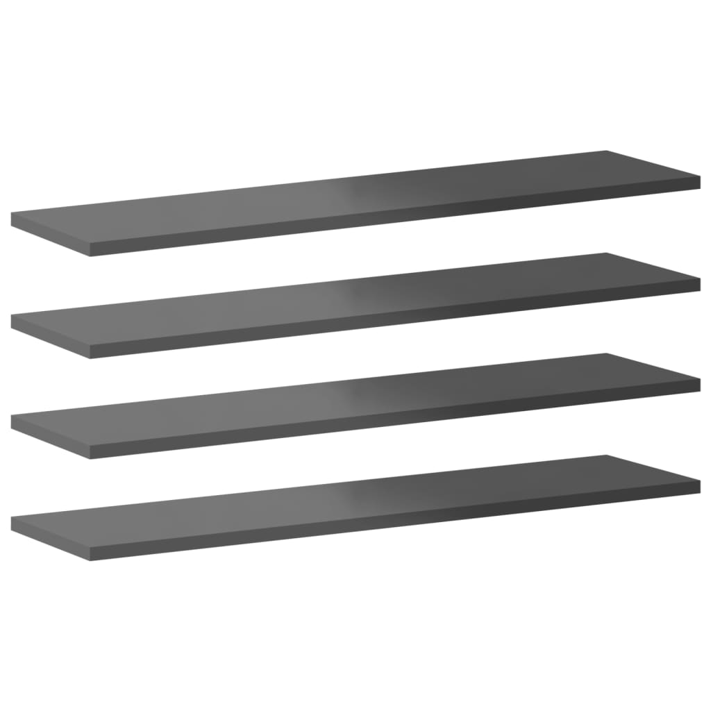 Police za knjige 8 kom visoki sjaj sive 80x20x1,5 cm od iverice