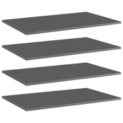 Police za knjige 4 kom visoki sjaj sive 80x50x1,5 cm od iverice