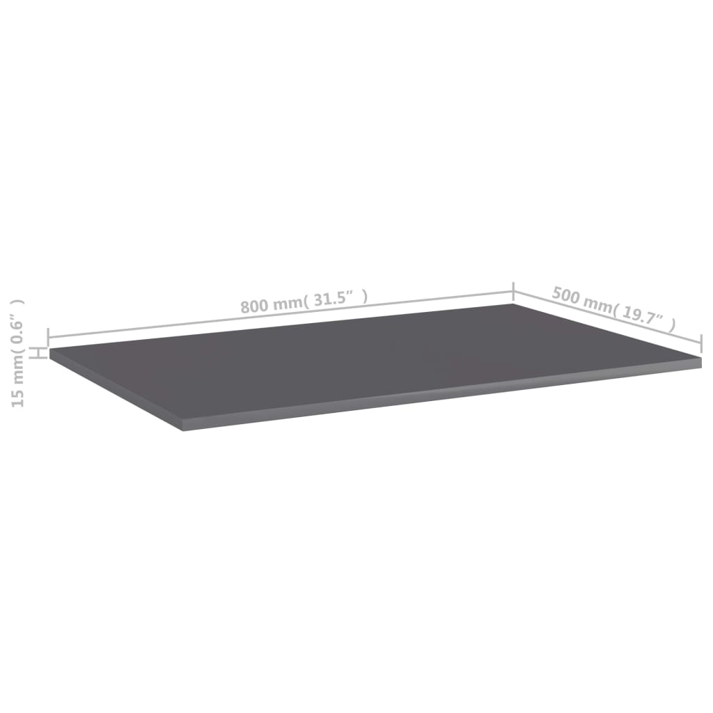 Police za knjige 4 kom visoki sjaj sive 80x50x1,5 cm od iverice