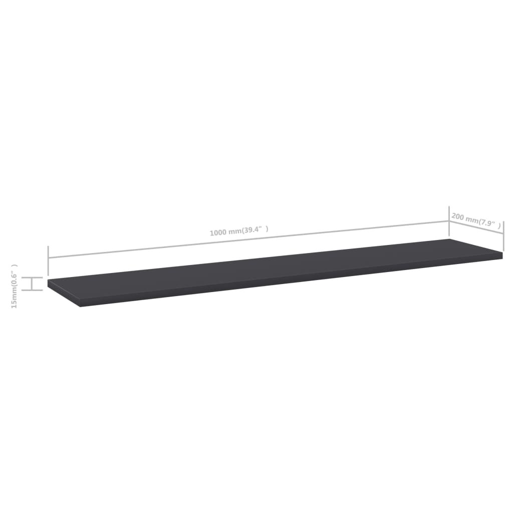 Police za knjige 8 kom sive 100 x 20 x 1,5 cm od iverice