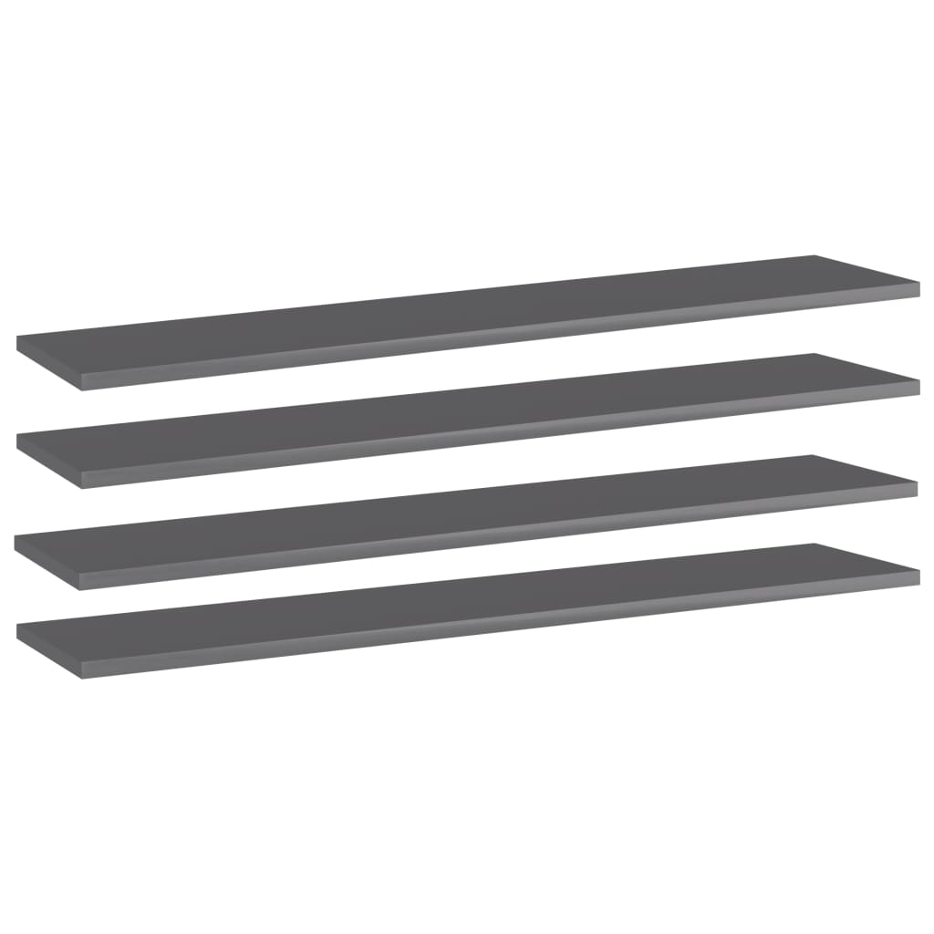 Police za knjige 4 kom visoki sjaj sive 100x20x1,5 cm iverica