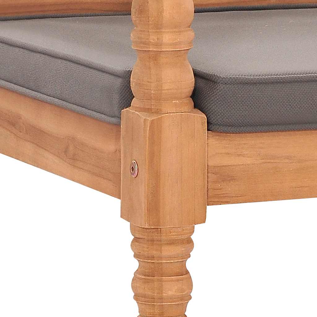 Klupa Batavia s tamnosivim jastukom 120 cm od masivne tikovine
