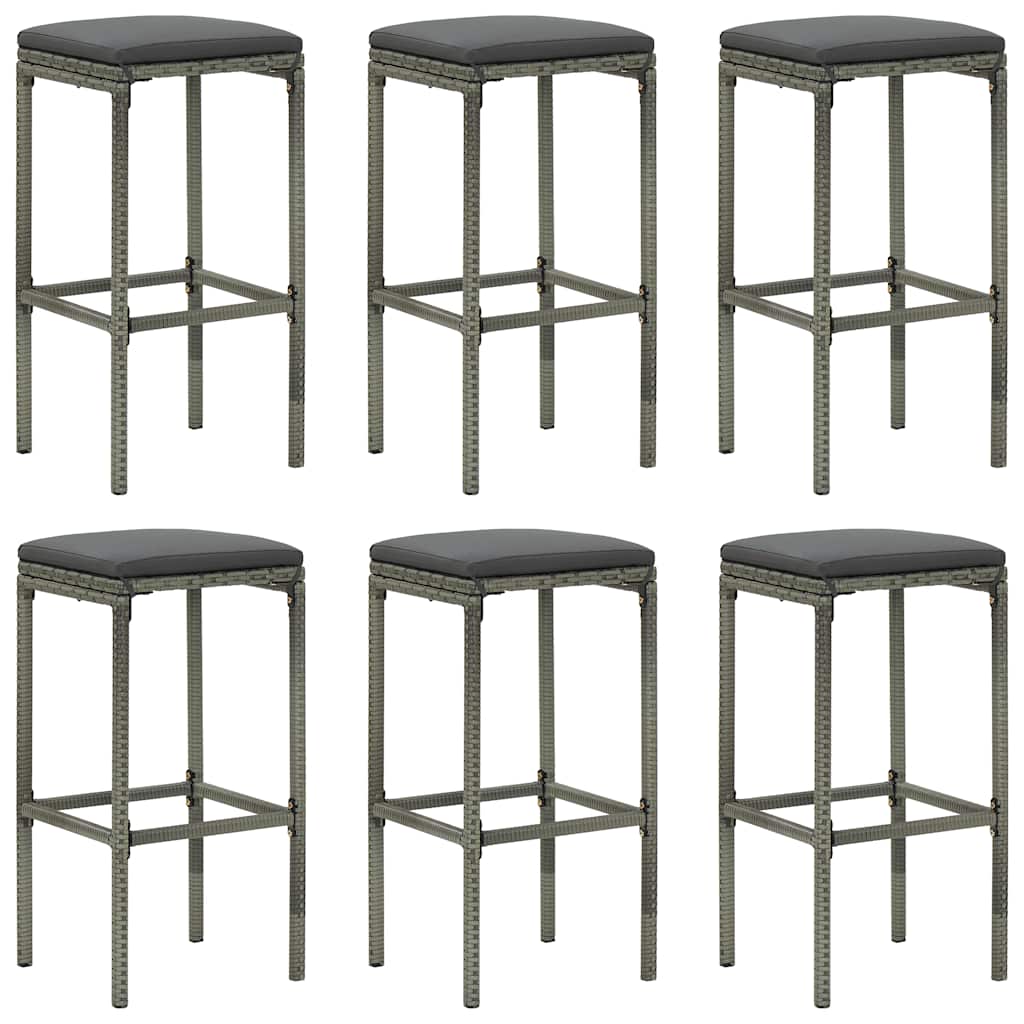 7-dijelni vrtni barski set od poliratana s jastucima sivi Siva 100 cm table length