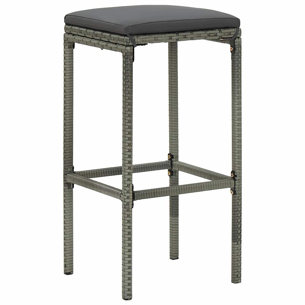 7-dijelni vrtni barski set od poliratana s jastucima sivi Siva 100 cm table length