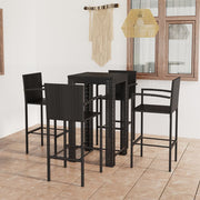 5-dijelni vanjski barski set s naslonima za ruke poliratan crni