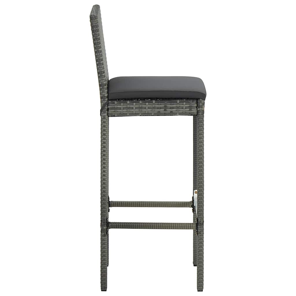 3-dijelni vrtni barski set od poliratana s jastucima sivi Siva 60 cm table length