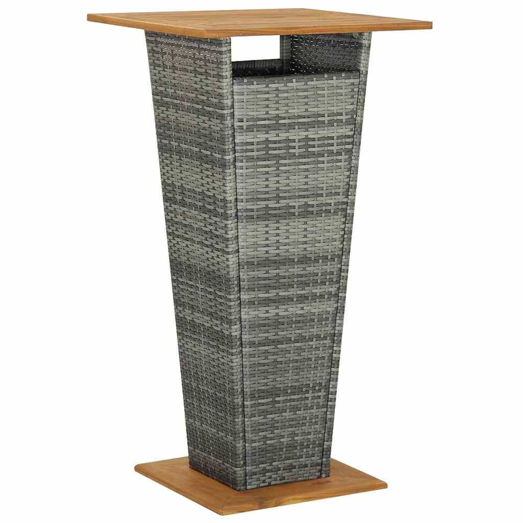 3-dijelni vrtni barski set od poliratana s jastucima sivi Siva 60 cm table length