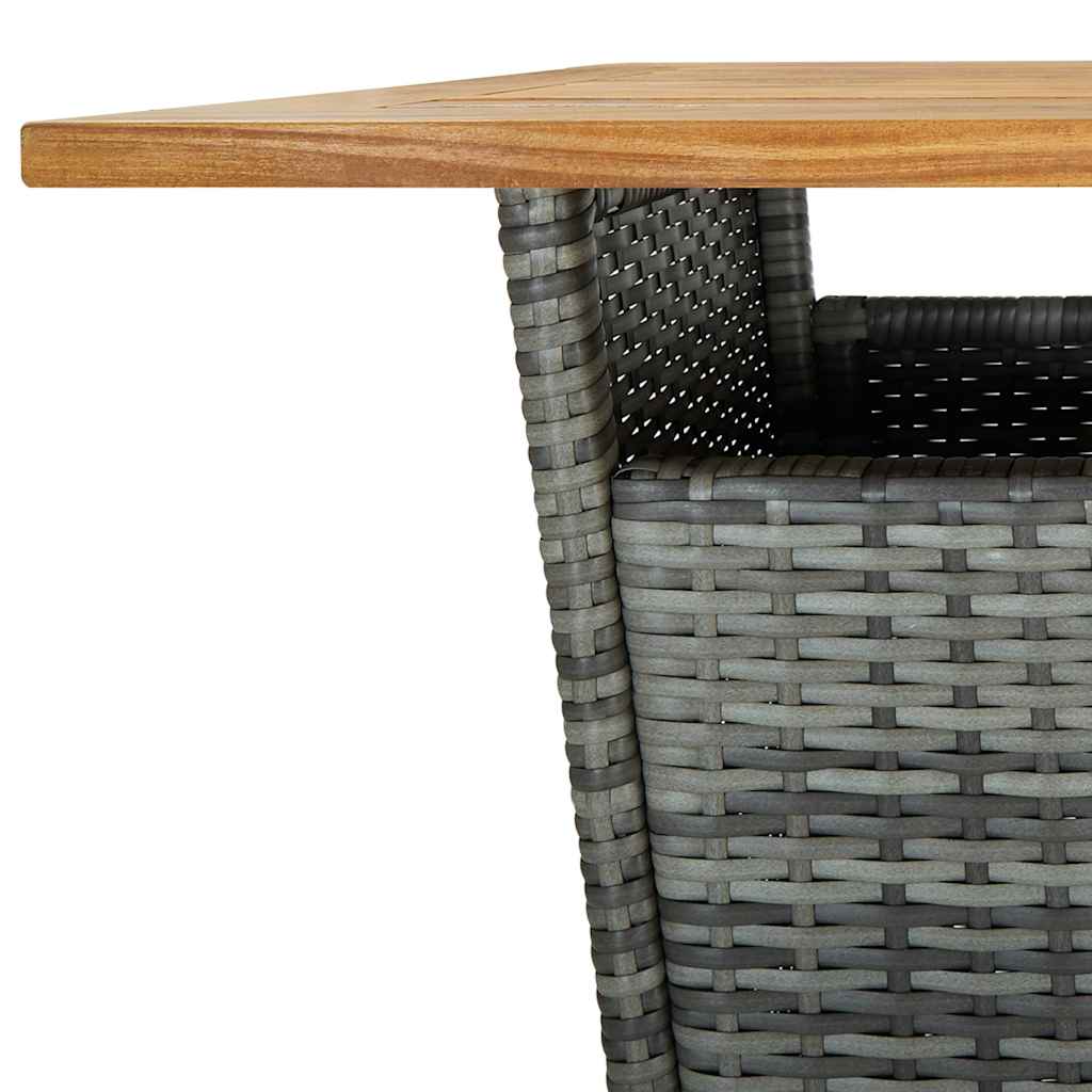 3-dijelni vrtni barski set od poliratana s jastucima sivi Siva 60 cm table length