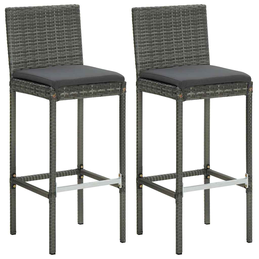 3-dijelni vrtni barski set od poliratana s jastucima sivi Siva 60 cm table length