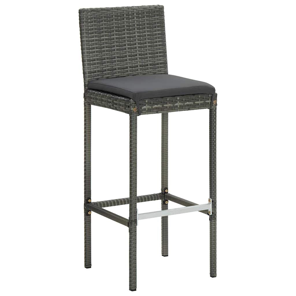 3-dijelni vrtni barski set od poliratana s jastucima sivi Siva 60 cm table length