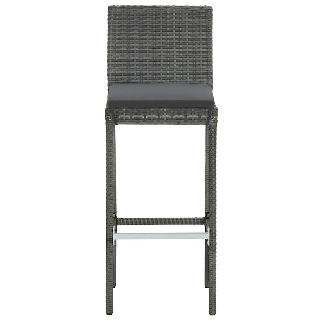 3-dijelni vrtni barski set od poliratana s jastucima sivi Siva 60 cm table length