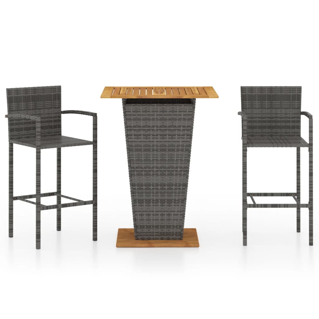 3-dijelni vrtni barski set sivi