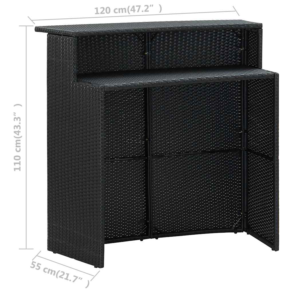 3-dijelni vrtni barski set s jastucima crni