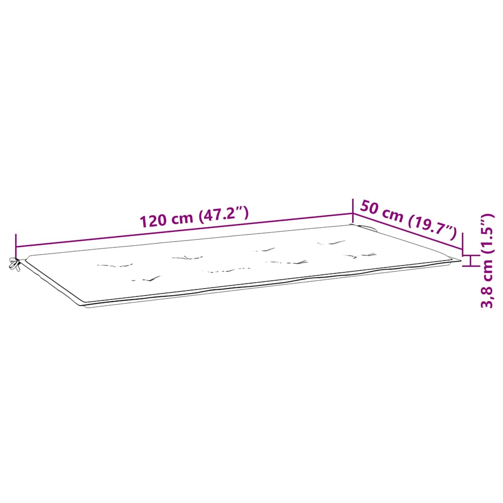 Klupa Batavia sa sivim kariranim jastukom 120 cm od tikovine