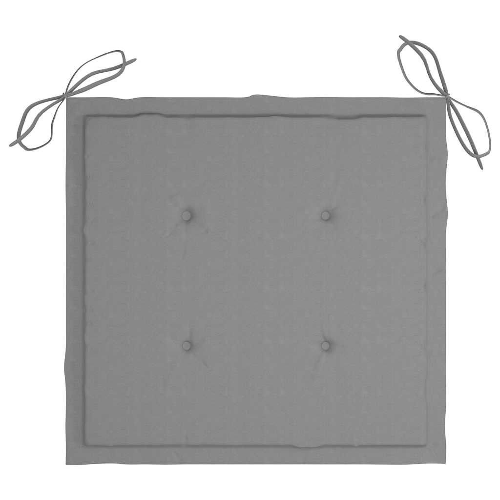 Vrtne stolice sa sivim jastucima 2 kom od masivne tikovine