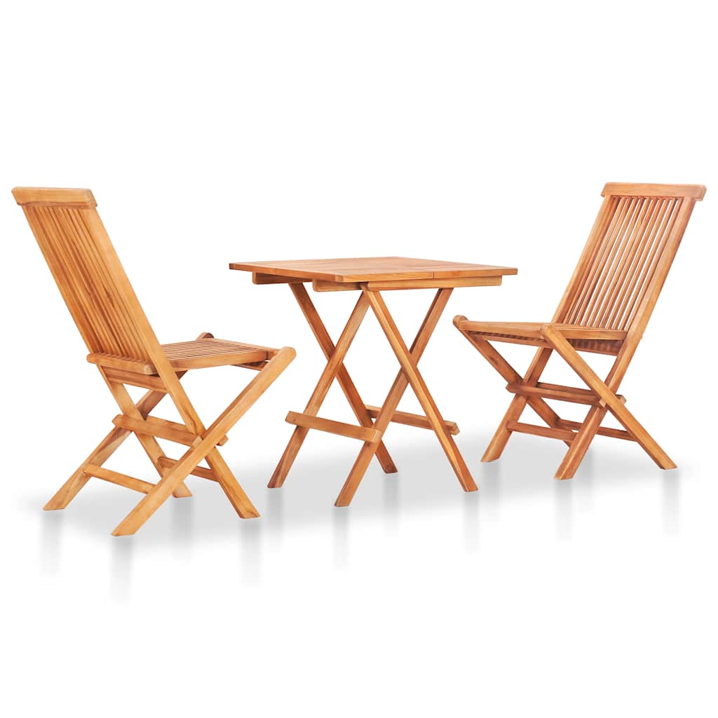 3-dijelni bistro set sa sivim jastucima od masivne tikovine