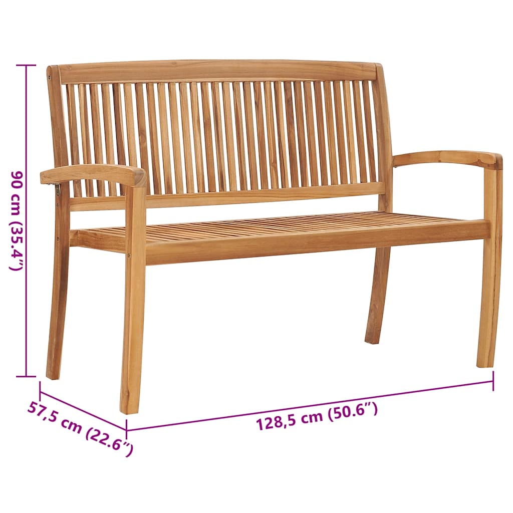 Složiva vrtna klupa s jastukom 128,5 cm od masovne tikovine Siva 120 cm