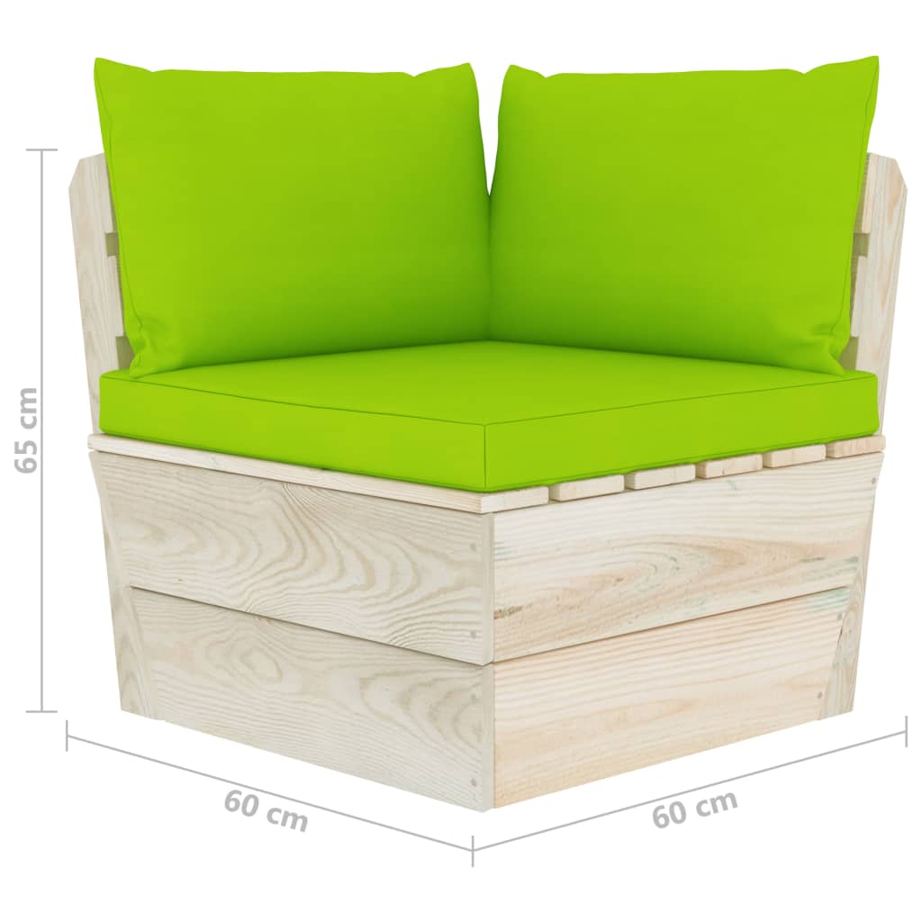 Vrtna kutna sofa od paleta s jastucima impregnirana smrekovina