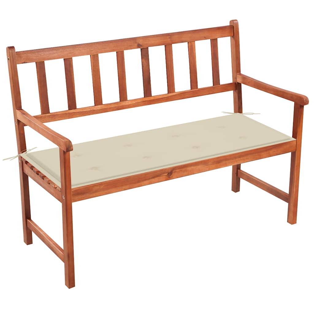 Vrtna klupa s jastukom 120 cm od masivnog bagremovog drva Krema 120 x 50 x 4 cm