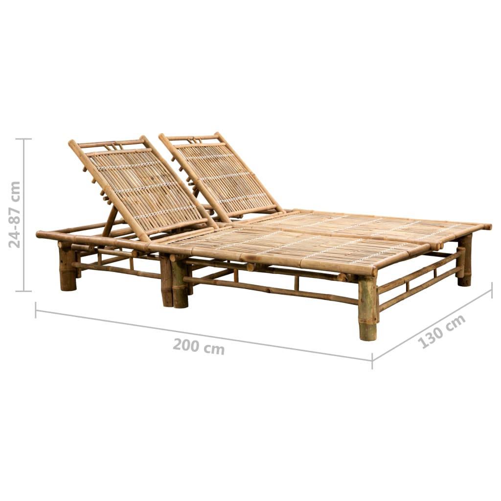 Ležaljka za sunčanje za dvije osobe od bambusa s jastucima