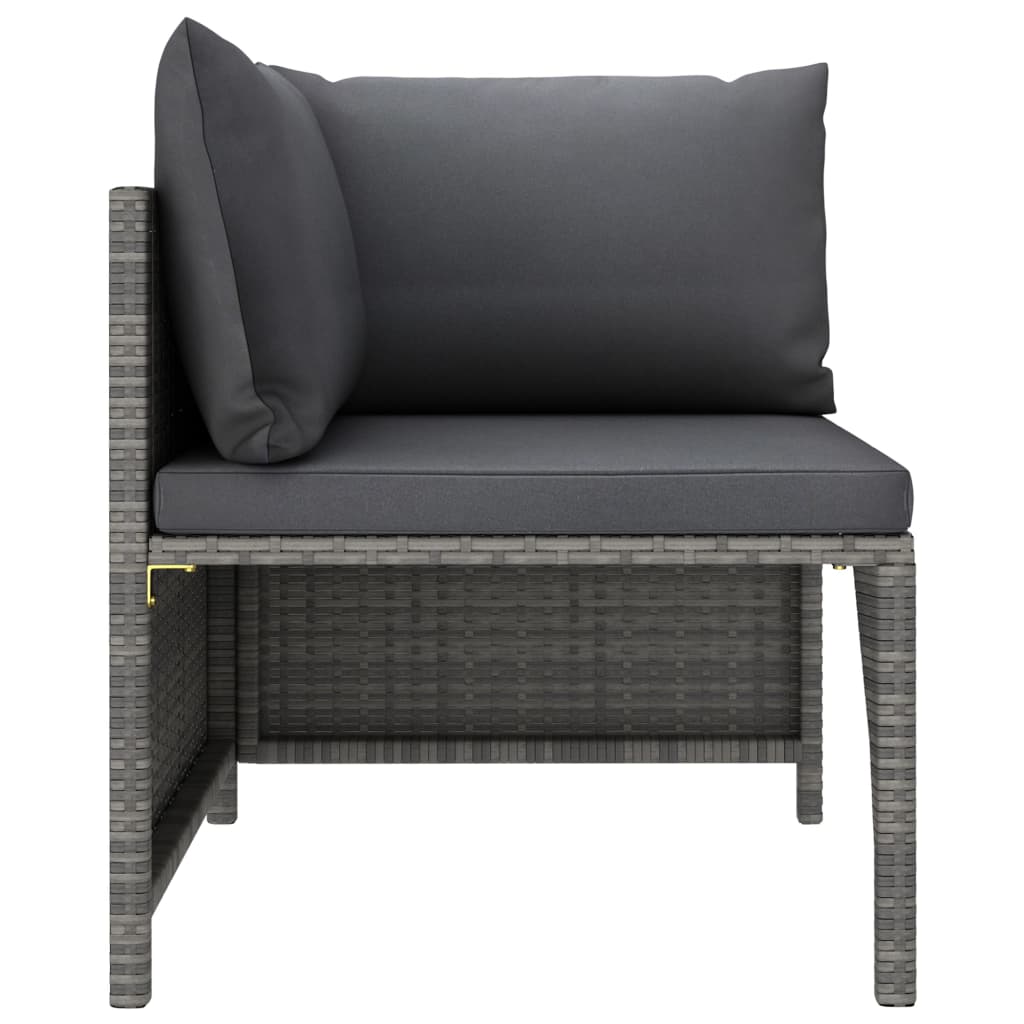 7-dijelna vrtna garnitura od poliratana s jastucima siva
