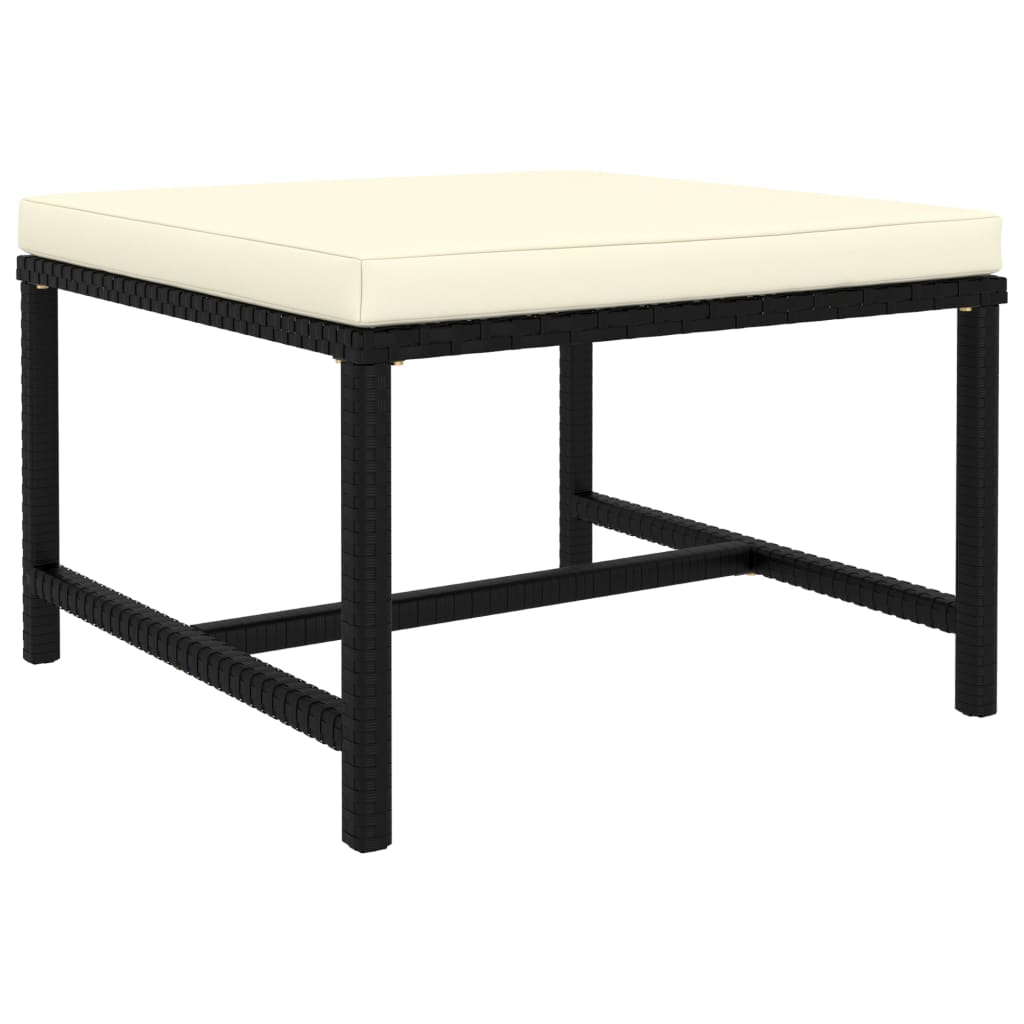 5-dijelna vrtna garnitura od poliratana s jastucima crna