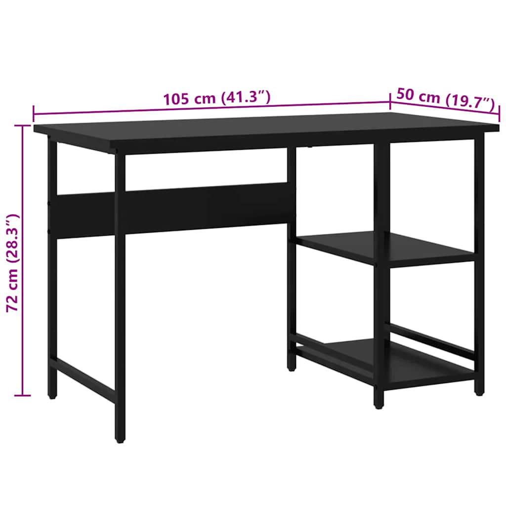 Stol za računalo crni 105 x 50 x 72 cm od MDF-a i metala