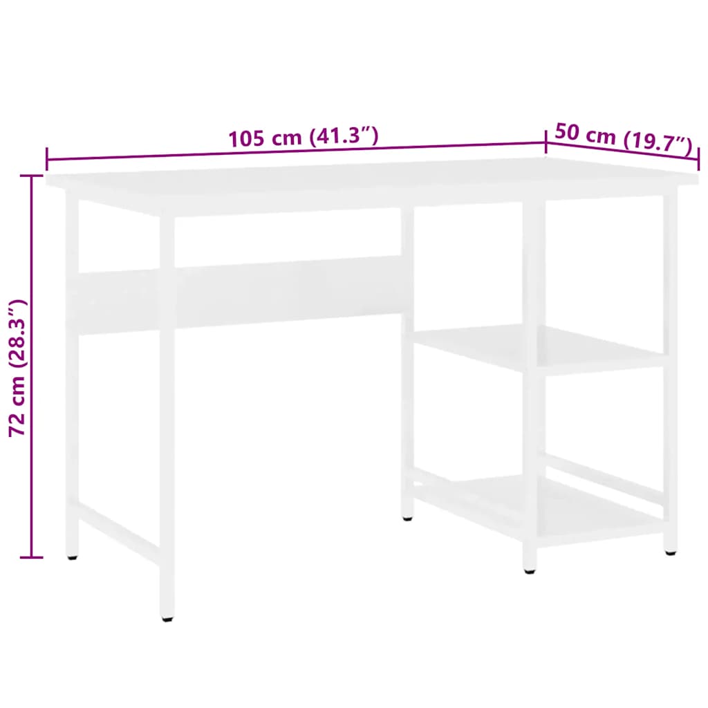 Stol za računalo bijeli 105 x 50 x 72 cm od MDF-a i metala