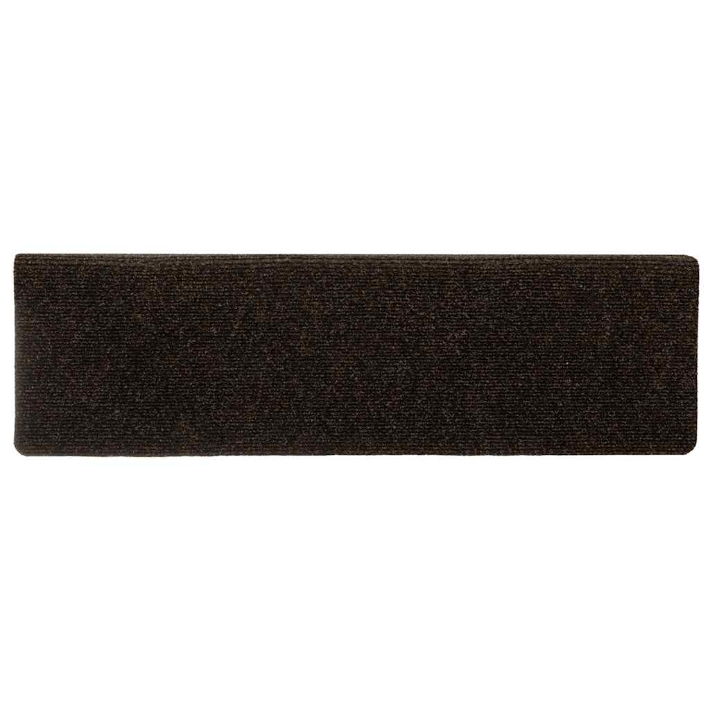 Prostirke za stepenice samoljepljive 15 kom 65x21x4 cm tamnosmeđe pravokutne rubove