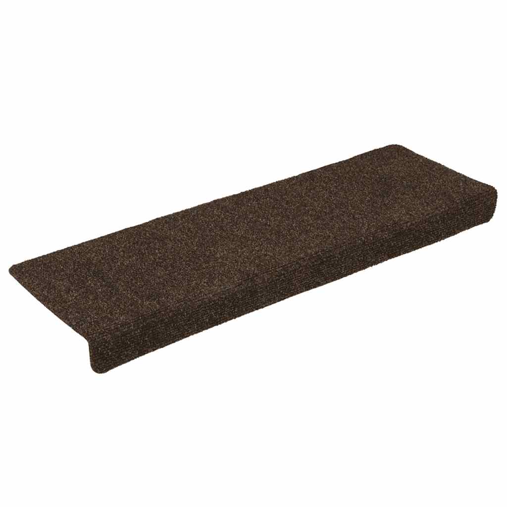 Prostirke za stepenice samoljepljive 15 kom 65x21x4 cm smeđe pravokutne rubove