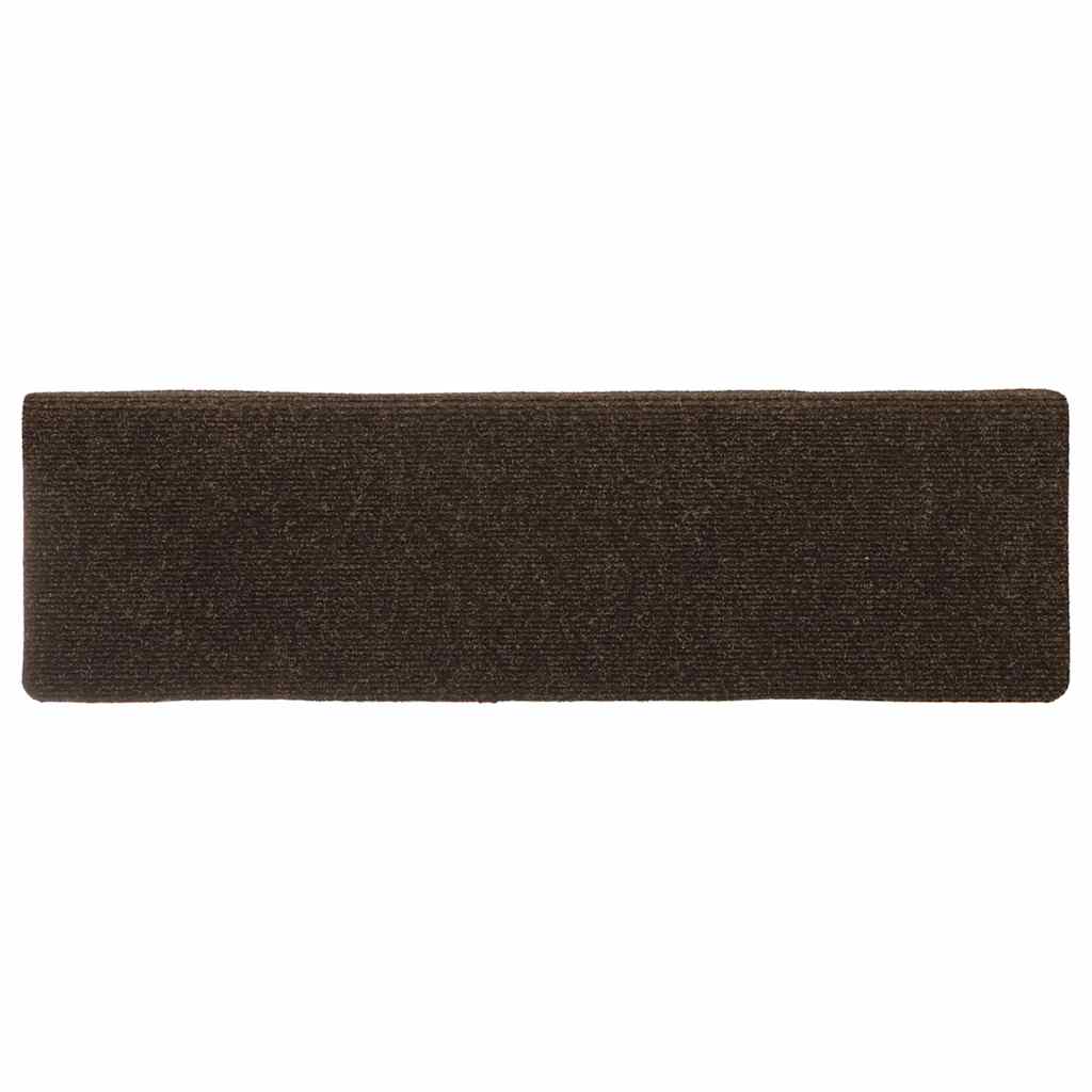 Prostirke za stepenice samoljepljive 15 kom 65x21x4 cm smeđe pravokutne rubove