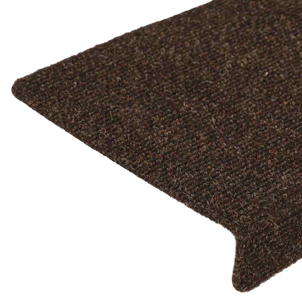 Prostirke za stepenice samoljepljive 15 kom 65x21x4 cm smeđe pravokutne rubove