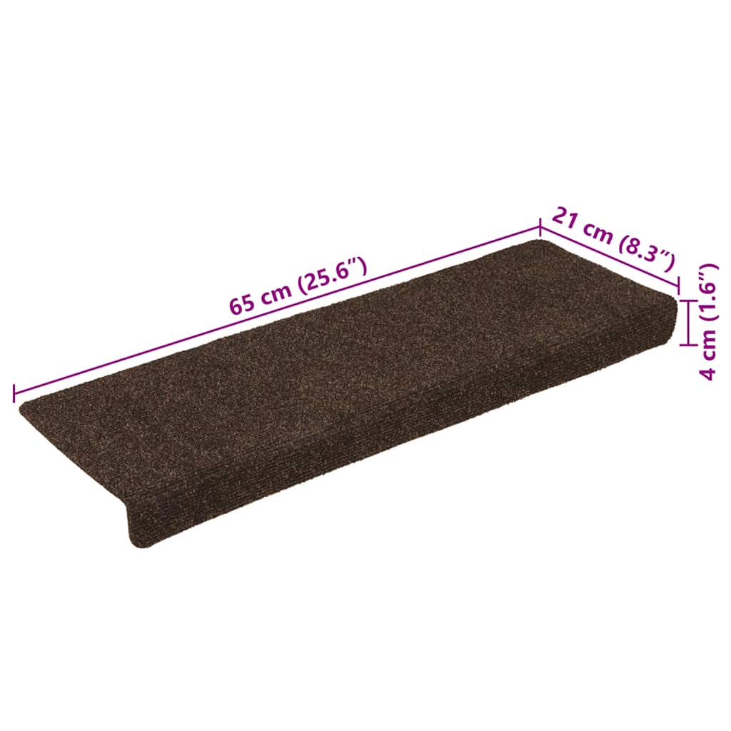 Prostirke za stepenice samoljepljive 15 kom 65x21x4 cm smeđe pravokutne rubove
