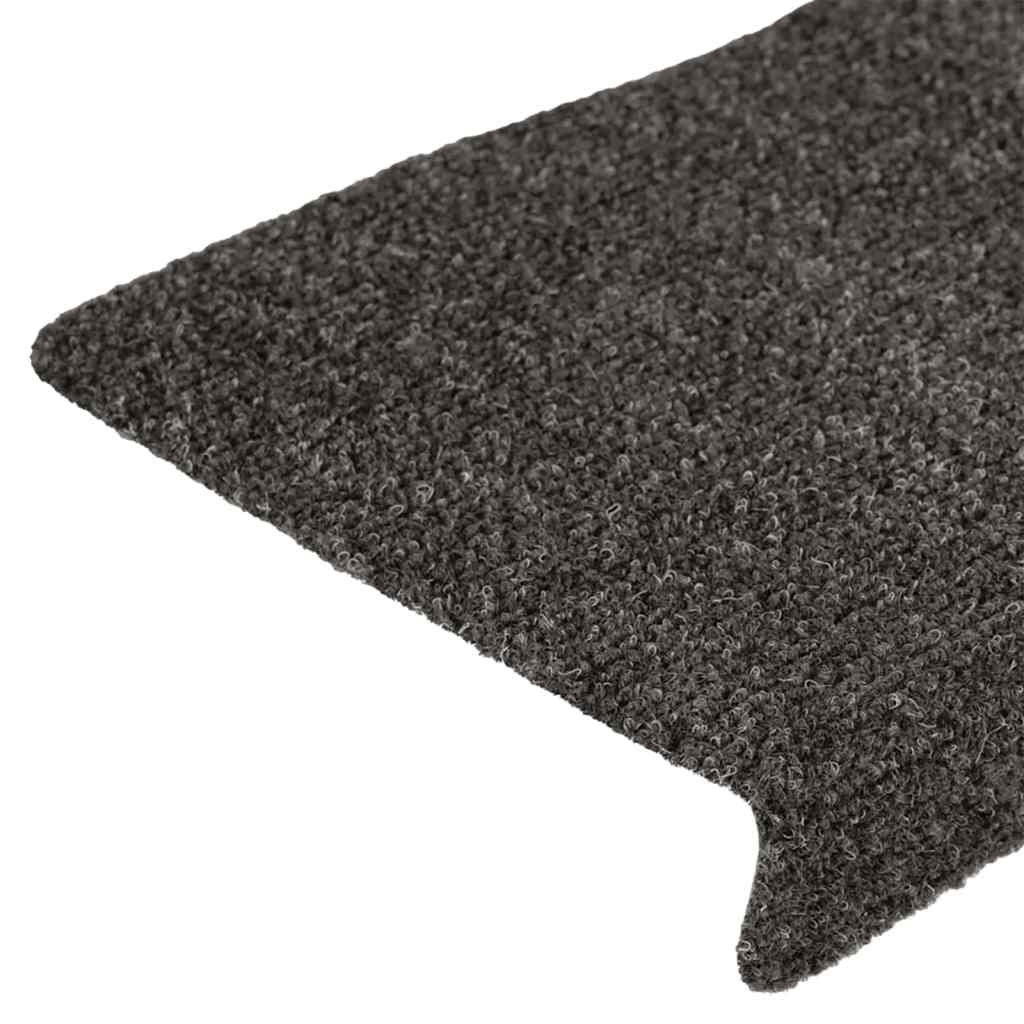 Prostirke za stepenice samoljepljive 15 kom 65x21x4 cm antracit pravokutni rub