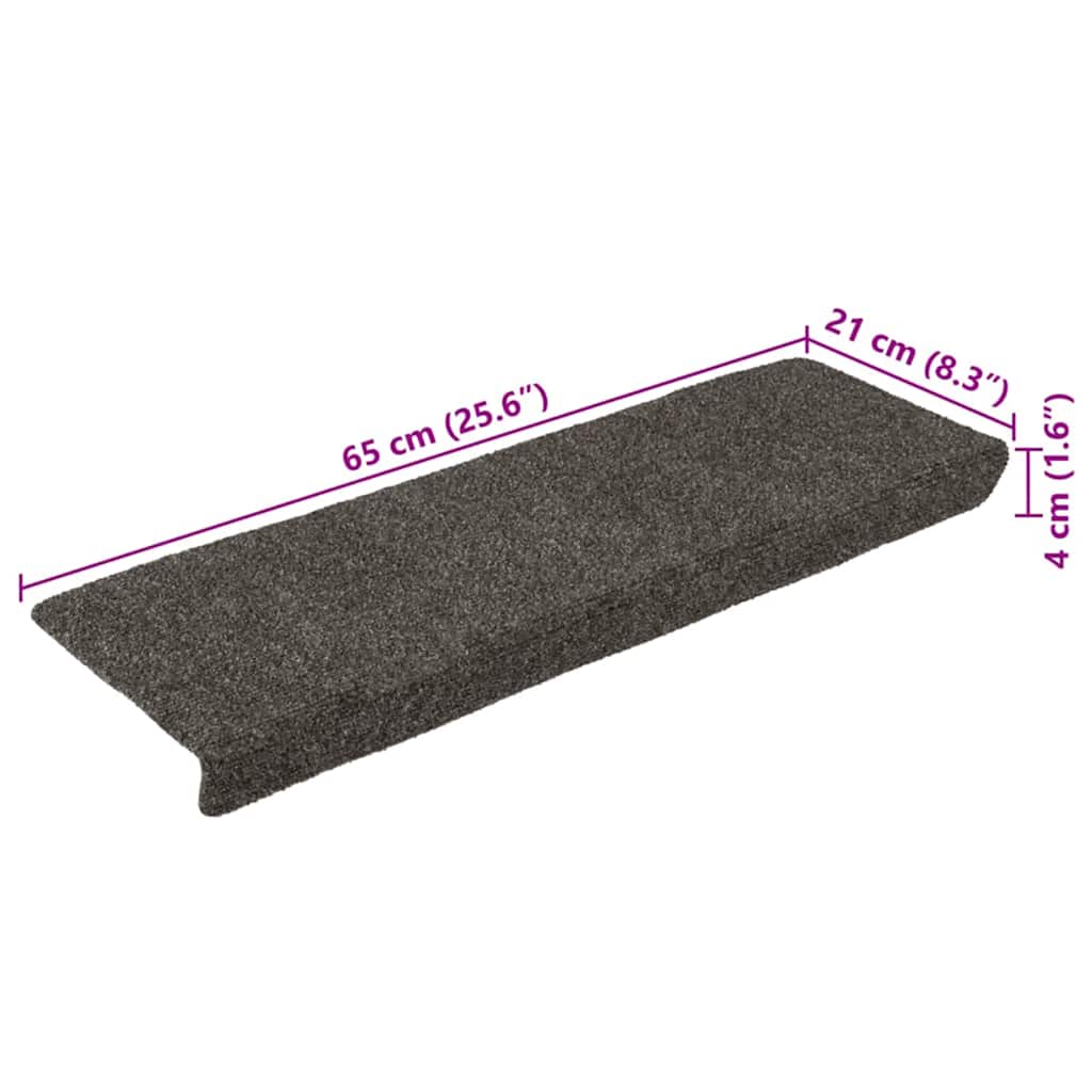 Prostirke za stepenice samoljepljive 15 kom 65x21x4 cm antracit pravokutni rub