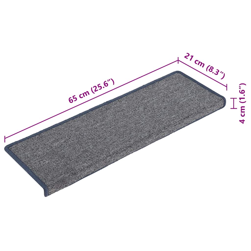 Prostirke za stepenice 15 kom 65x21x4 cm svijetlo sive i plave pravokutne rubove