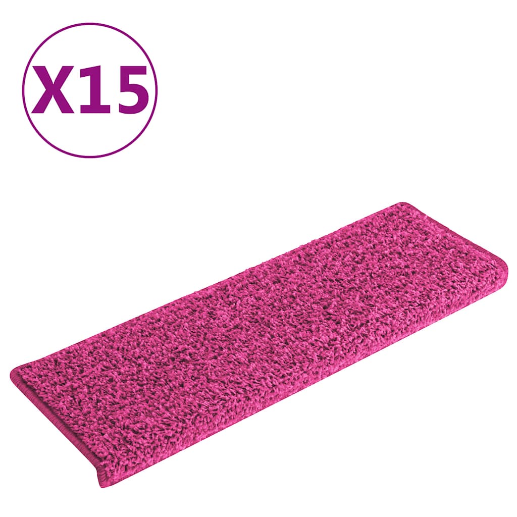 Prostirke za stepenice 15 kom 65x21x4 cm roze pravokutni rub