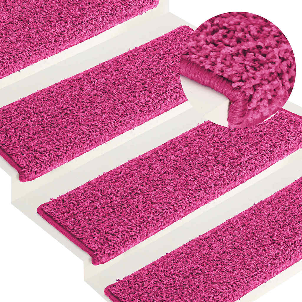 Prostirke za stepenice 15 kom 65x21x4 cm roze pravokutni rub
