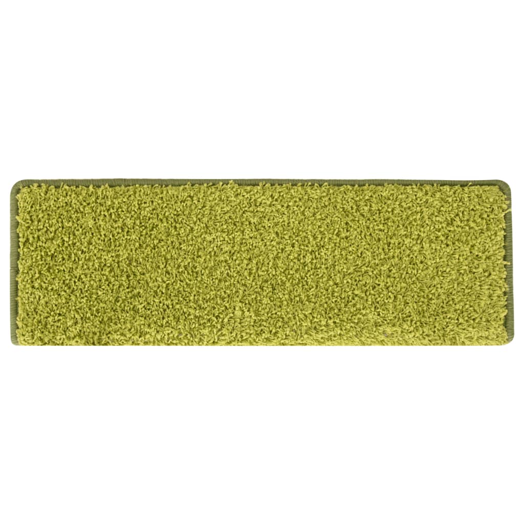 Prostirke za stepenice 15 kom 65x21x4 cm Zelene s pravokutnim rubom