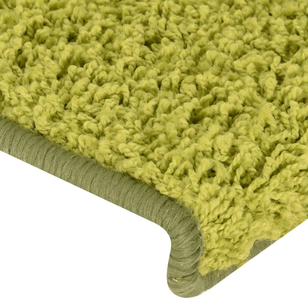 Prostirke za stepenice 15 kom 65x21x4 cm Zelene s pravokutnim rubom