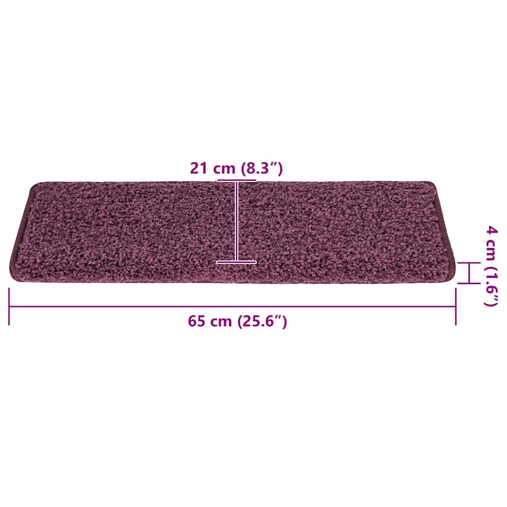 Prostirke za stepenice 15 kom 65x21x4 cm tamnoljubičaste pravokutne rubove