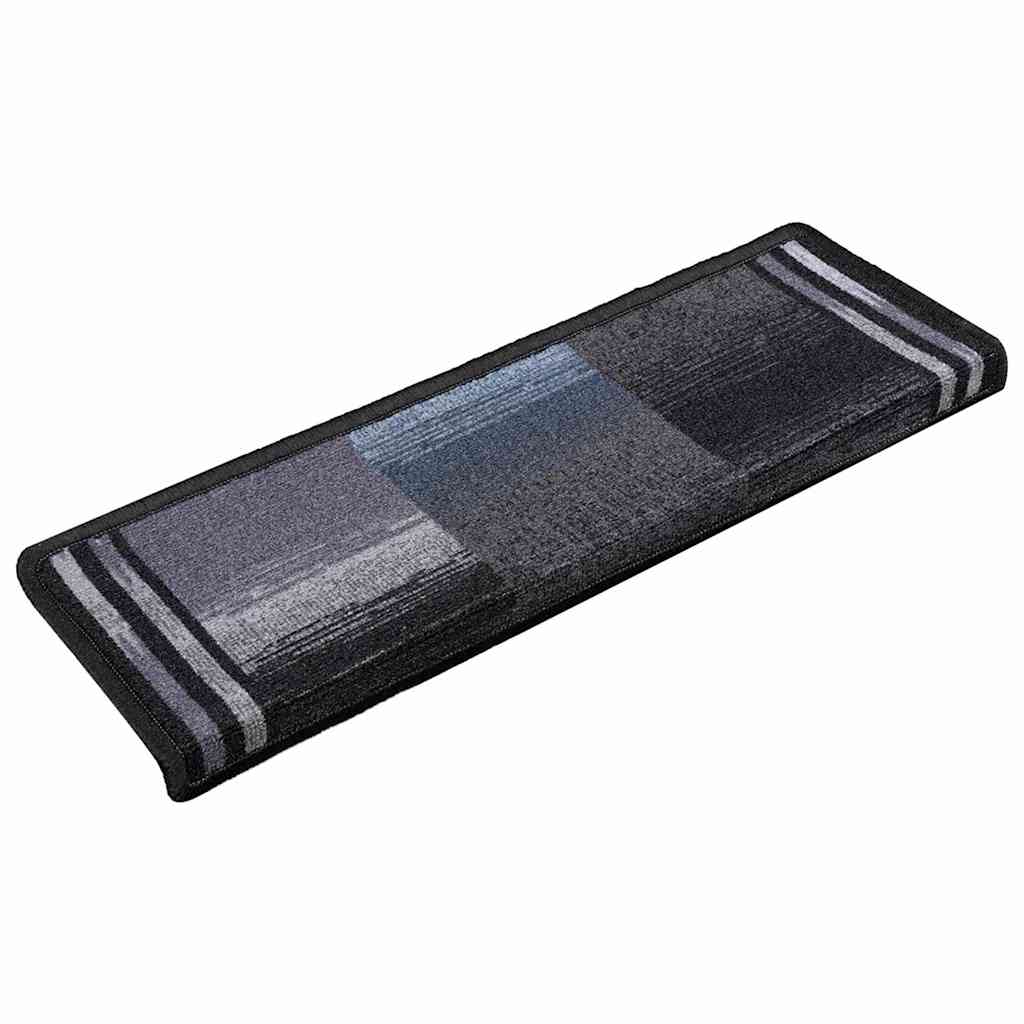 Samoljepljivi otirači za stepenice 15 kom 65x21x4 cm crno-sivi