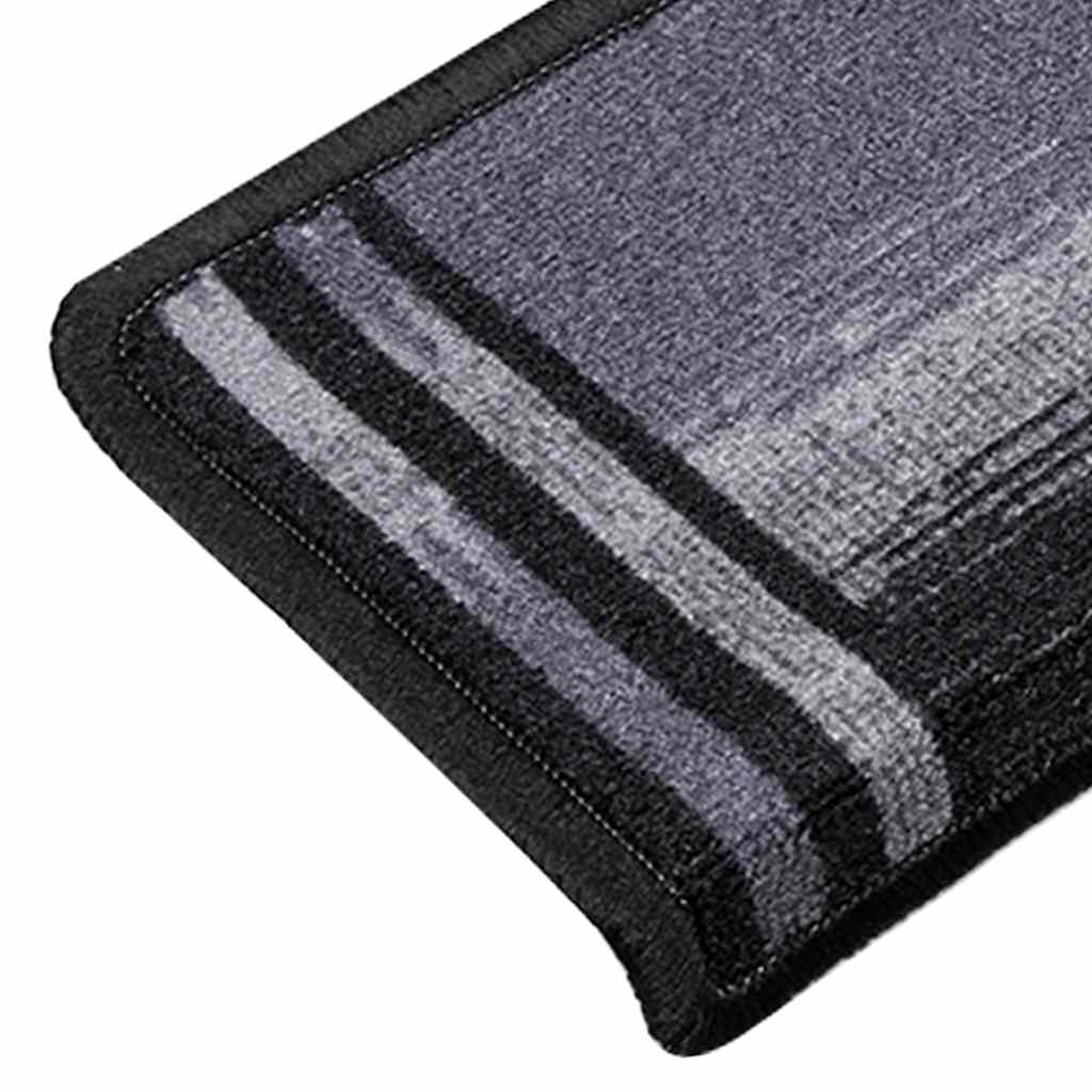 Samoljepljivi otirači za stepenice 15 kom 65x21x4 cm crno-sivi