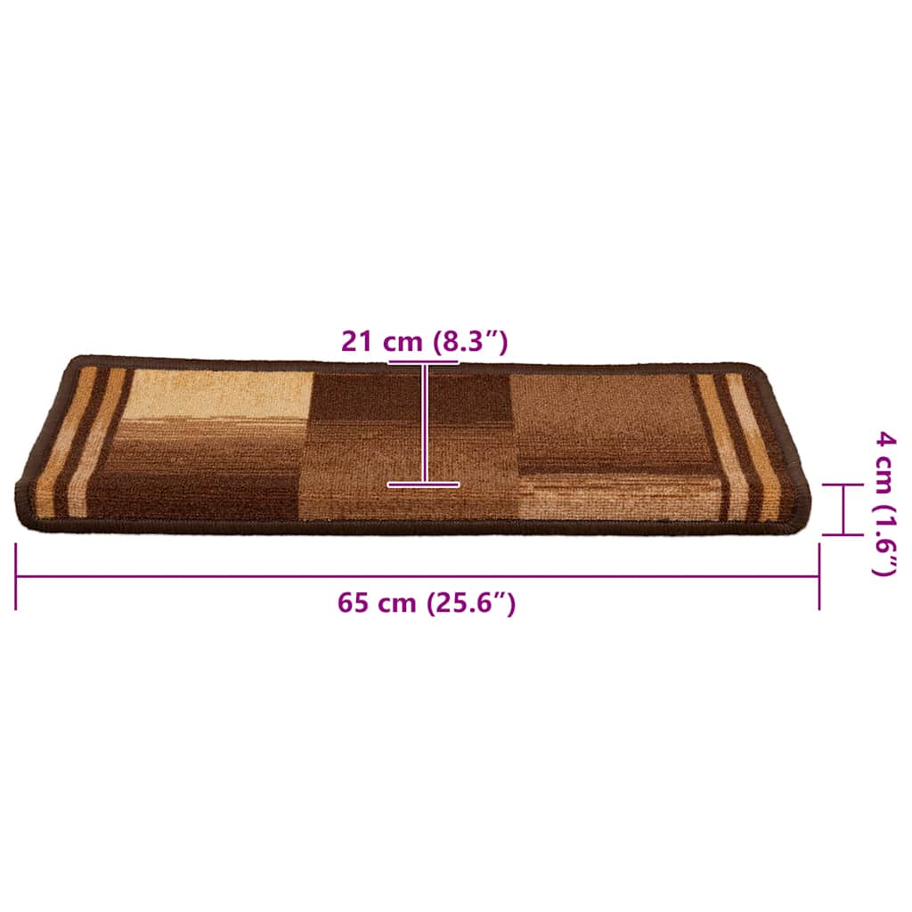 Samoljepljivi otirači za stepenice 15 kom 65x21x4 cm smeđi