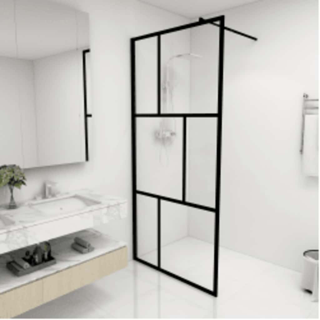 Pregrada za tuširanje od kaljenog stakla crna 90 x 195 cm
