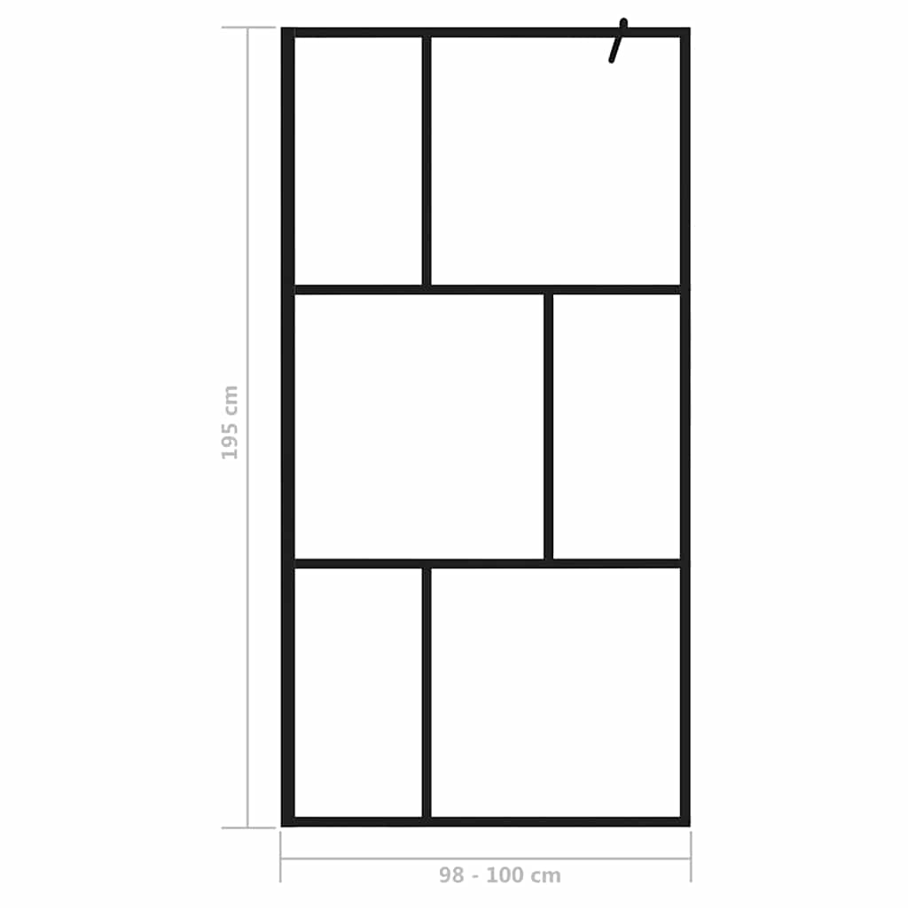 Pregrada za tuširanje od kaljenog stakla crna 100 x 195 cm