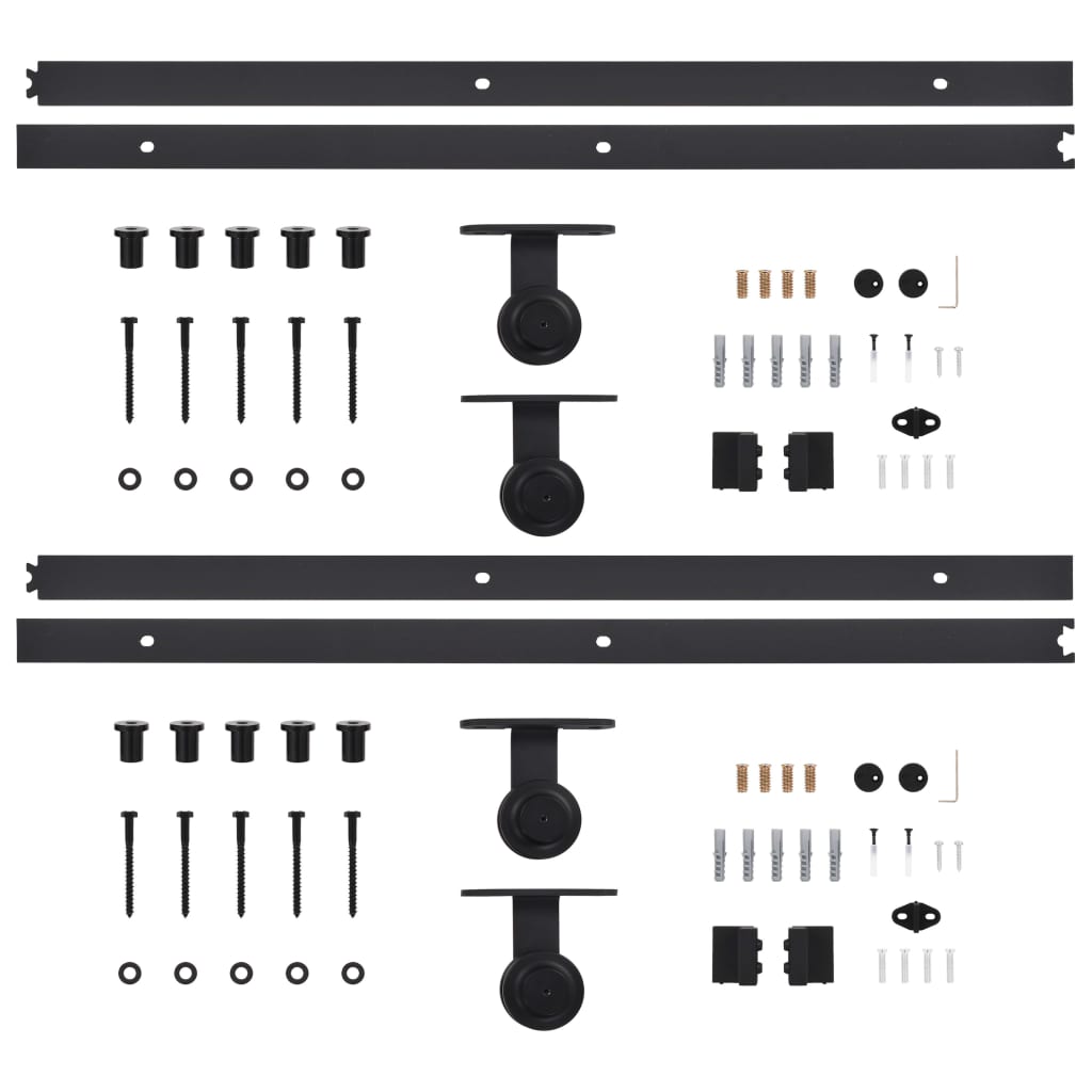 Pribori za klizna vrata 2 kom 183 cm čelični crni